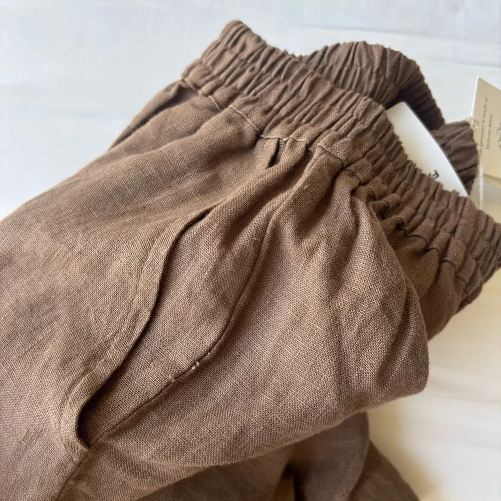 NWT Skall Studio Edgar Linen Shorts Cedar Brown Size 34 XS